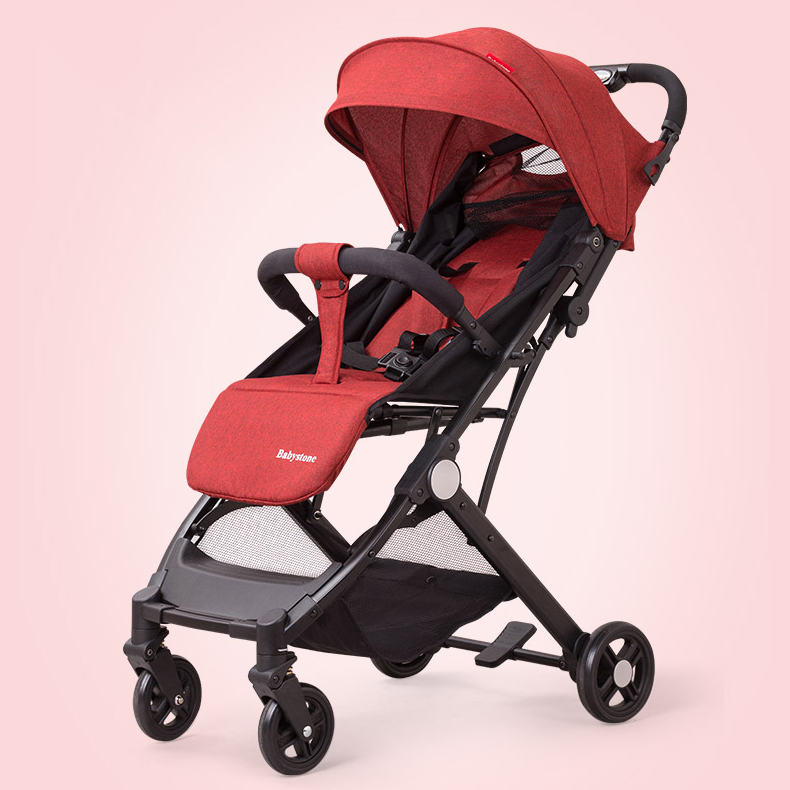 When can a baby sit in a front facing stroller?